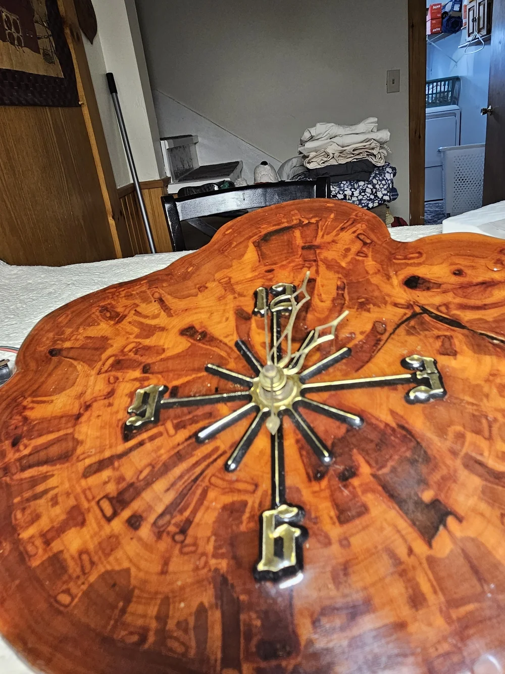 Handcrafted Amber Wood Resin Wall Clock - Unbranded